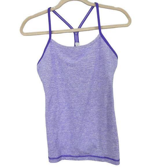 Lululemon Power Y Tank Lilac Purple Heathered Coal Wee Stripe Size 8 - Picture 2 of 5